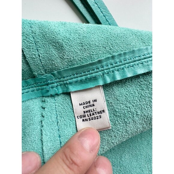 BANANA REPUBLIC x TRINA TURK Turquoise Leather Tote Bag Purse - Picture 15 of 16